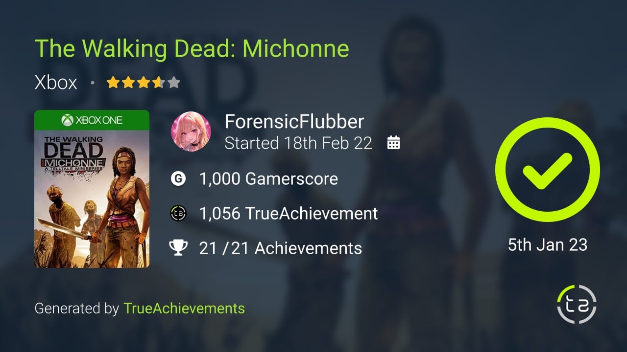 The Walking Dead Michonne achievement summary